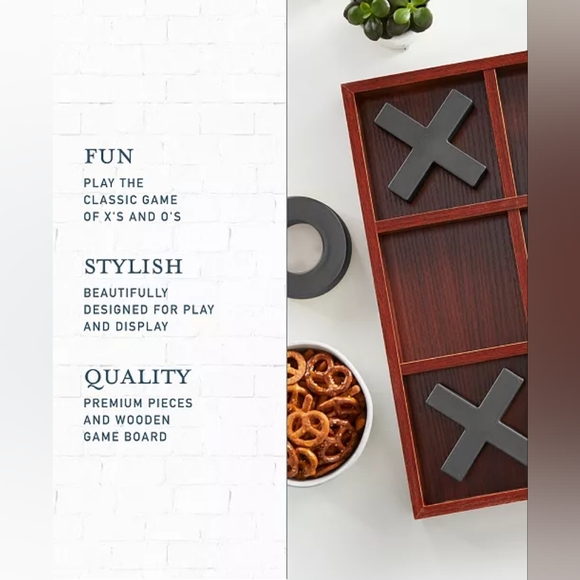 Studio Mercantile Premium Solid Wood Tic Tac Toe Board Game - Picture 4 of 6